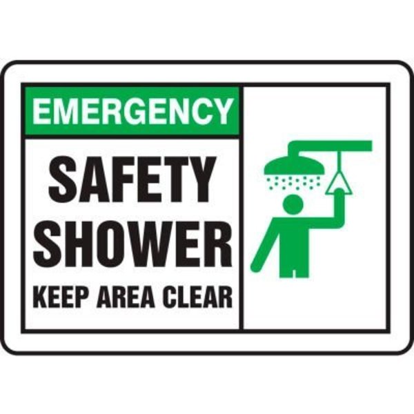 Accuform Accuform Emergency Sign, Safety Shower Graphic, 10inW x 7inH, Plastic MFSD931VP